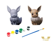 Eevee Pokemon Kendi Biblonu Kendin Boya Seti - 3 Boyutlu Sevimli Biblolar + 5 Akrilik Boya ve Fırça Seti - 1