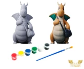 Dragonite Pokemon Kendi Biblonu Kendin Boya Seti - 3 Boyutlu Sevimli Biblolar + 5 Akrilik Boya ve Fırça Seti - 1