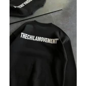 Kışlık Bisiklet Yaka Oversize Baskılı SweatShirt - Siyah - 3