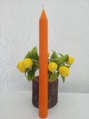 qosrix 2'li Turuncu Şamdan Soya Mumu 1. Kalite Soya Doğal Vanilya Kokulu Uzun Çubuk Konik Mum Dekoratif thumbnail 5