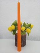 qosrix 3'lü Turuncu Şamdan Soya Mumu 1. Kalite Doğal Vanilya Kokulu Uzun Çubuk Konik Mum Dekoratif thumbnail 5