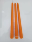 qosrix 3'lü Turuncu Şamdan Soya Mumu 1. Kalite Doğal Vanilya Kokulu Uzun Çubuk Konik Mum Dekoratif thumbnail 3