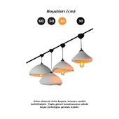 İnce Bone Avize Sarkıt Aydınlatma - 40 cm, Beton Grisi Fiberglass, Beton Görünümlü Sıva, E27 Duy - 2