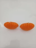 qosrix 2'li Turuncu Mini Istiridye Deniz Kabuğu 1. Kalite Soya Doğal Vanilya Kokulu Mum Dekoratif - 2
