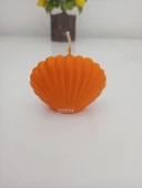 qosrix Turuncu Mini Istiridye Deniz Kabuğu 1. Kalite Soya Doğal Vanilya Kokulu Mum Dekoratif 1 Adet thumbnail 1