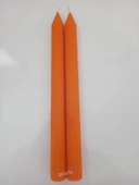 qosrix 2'li Turuncu Şamdan Soya Mumu 1. Kalite Soya Doğal Vanilya Kokulu Uzun Çubuk Konik Mum Dekoratif thumbnail 3