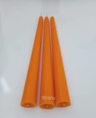 qosrix 3'lü Turuncu Şamdan Soya Mumu 1. Kalite Doğal Vanilya Kokulu Uzun Çubuk Konik Mum Dekoratif thumbnail 4