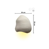 Şarjlı LED'li Fiberglass Duvar Apliği - 30x35 cm, Traverten Görünümlü Beton Grisi - 1
