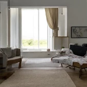 Buldan Keten Doğal Bohem Tarz Bej Renk Fon Perde Tek Kanat Pilesiz, Bağı Dahil - 4