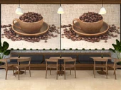 Fincanda Kahveli Cafe Duvar Kağıdı Baskı thumbnail 3