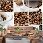 Kahve Çekirdeği Cafe Duvar Kağıdı Baskı - 1