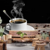 Kahve Fincanı Cafe Duvar Kağıdı Baskı thumbnail 1