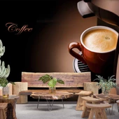 Kahve Makineli Cafe Duvar Kağıdı Baskı - 1