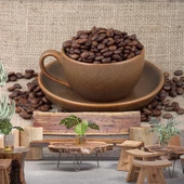 Fincanda Kahveli Cafe Duvar Kağıdı Baskı thumbnail 1