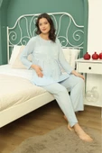 Göğüs Dantel Detaylı Kadın Hamile Pijama Takımı 1031 - 6
