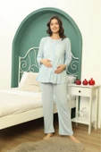 Göğüs Dantel Detaylı Kadın Hamile Pijama Takımı 1031 - 3