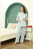 Göğüs Dantel Detaylı Kadın Hamile Pijama Takımı 1031 - 5