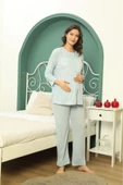 Göğüs Dantel Detaylı Kadın Hamile Pijama Takımı 1031 - 1