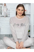 Kahverengi Kışlık Kadife Pijama Takımı - 3