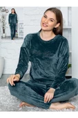 Kahverengi Kışlık Kadife Pijama Takımı - 2