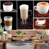 Kahve Çeşitleri Cafe Duvar Kağıdı Baskı - 1