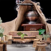 Kahve Öğütme Makinesi Cafe Duvar Kağıdı Baskı - 1