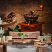 Kahve Öğütme Makinesi Cafe Duvar Kağıdı Baskı - 1