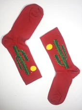 3 Çift Kaktüs Temalı Unisex Soket Çorap kak3 - 2