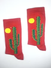 2 Çift Kaktüs Temalı Unisex Soket Çorap kak2 - 2