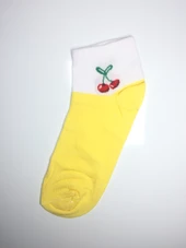 12 Çift Vişne Desenli Kadın Patik Çorap 2pat - 2