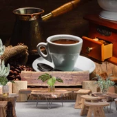 Kahve Temalı Cafe Duvar Kağıdı Baskı thumbnail 1