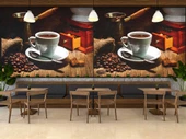 Kahve Temalı Cafe Duvar Kağıdı Baskı thumbnail 3
