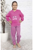 Kız Çocuk Interlok Pembe Pijama Takımı - 1