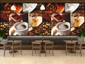 Kahve Kolajlı Cafe Duvar Kağıdı Baskı - 3