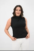 Kadın Büyük Beden Drape Detaylı Dik Yaka Bluz 1851-25 - 2