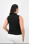 Kadın Büyük Beden Drape Detaylı Dik Yaka Bluz 1851-25 - 6