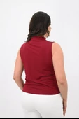 Kadın Büyük Beden Drape Detaylı Dik Yaka Bluz 1851-25 - 12