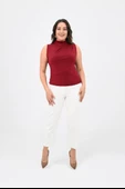 Kadın Büyük Beden Drape Detaylı Dik Yaka Bluz 1851-25 - 9