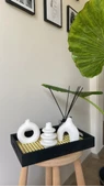 10 Cm 3'lü Minimal Dekoratif Bohem Vazo Set | BEYAZ | - | OG-8| - 2