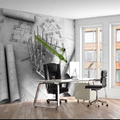 Mimari Çizim Emlak ve Gayrimenkul Duvar Kağıdı Baskı thumbnail 1