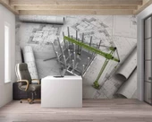 Mimari Çizim Emlak ve Gayrimenkul Duvar Kağıdı Baskı thumbnail 3