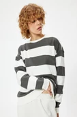 Koton Oversize Sweatshirt Bisiklet Yaka Uzun Kollu Renk Bloklu - 3
