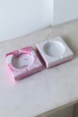 Mermer Desenli Kare Dekoratif Küllük Kül Tablası 2'li Set  Pembe - 4