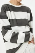 Koton Oversize Sweatshirt Bisiklet Yaka Uzun Kollu Renk Bloklu - 5