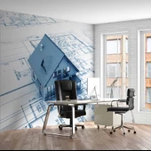 Ev Çizim Emlak ve Gayrimenkul Duvar Kağıdı Baskı thumbnail 1