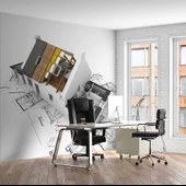 Ev Çizimi Çizim Emlak ve Gayrimenkul Duvar Kağıdı Baskı thumbnail 1