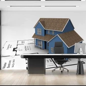 Mimari Ev Çizimi Emlak ve Gayrimenkul Duvar Kağıdı Baskı thumbnail 2