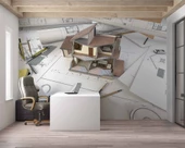 Mimari Ev Projesi Emlak ve Gayrimenkul Duvar Kağıdı Baskı thumbnail 3