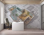 Mimari Çizim Emlak ve Gayrimenkul Duvar Kağıdı Baskı thumbnail 3