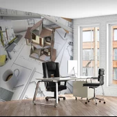 Mimari Ev Projesi Emlak ve Gayrimenkul Duvar Kağıdı Baskı thumbnail 1